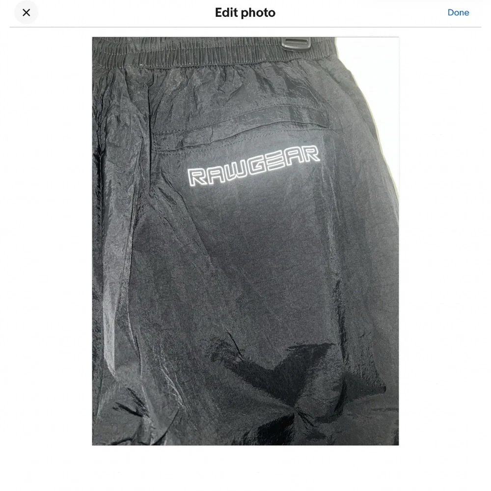 Raw Gear Joggers Workout Nylon Lined  Pants Black  Small Zippered  Pocket NEW - Picture 3 of 7